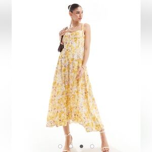 NWT Bardot Yellow Floral Girly Corset Midi Dress Size 10